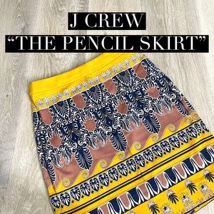 J CREW Pencil Skirt “Lisbon Scroll” pattern